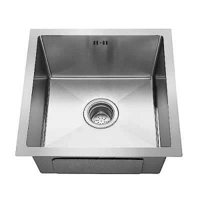 Image of Youyijia Kitchen Sink Square Inset Stainless Steel Single Bowl Undermount with Drainer Waste for Utility Rooms Kitchens Bars Pubs 430mm x 210mm