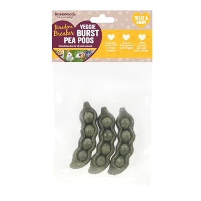 Image of Rosewood Boredom Breaker Veggie Burst Pea Pods Rabbit Treats &amp; Small Animal Treats, 3pc 80g