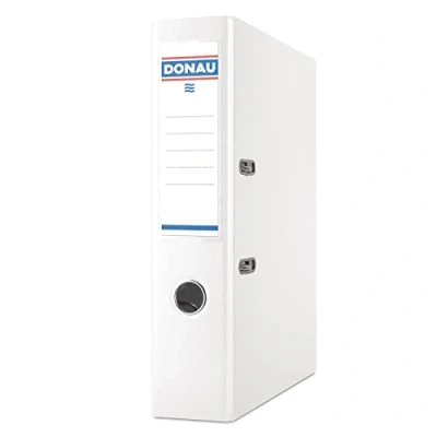 Image of DONAU Folder DIN A4 / Wide/White 75 mm 7.5 cm/Cardboard with Plastic Cover/Slotted Office Folder/Metal Handle Hole Lever Mechanism Insert Spine Label