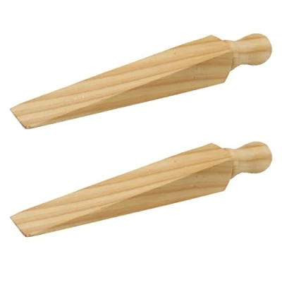 Image of Original Victorian Pattern Traditional Wooden Door Wedge Stopper 200mm 8 Inch Blocker Hold Open Shut Extra Security Natural Pack of 2