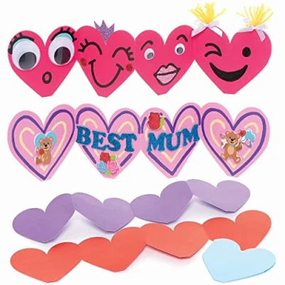 Image of Baker Ross Heart Concertina Cards Pack of 10, Art Supplies for Children Card Making Activities (FC475)