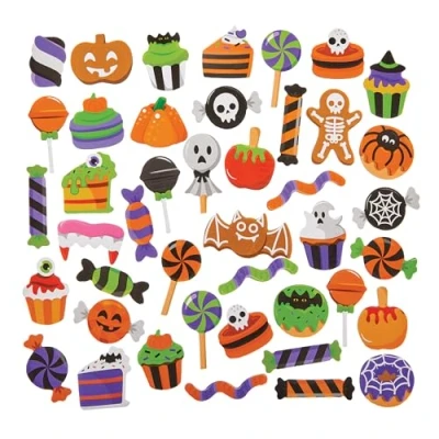 Image of Baker Ross FN289 Halloween Trick or Treat Sweets Foam Stickers Pack of 160, for Kids