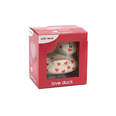 Image of PMS 2ASSTD COLOUR HEART PRINT PVC DUCK IN WINDOW BOX