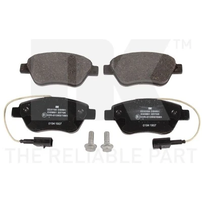 Image of 77365465 Brake pad set NK 222388 with integrated wear warning contact anti squeak plate accessories FIAT: 500 Hatchback