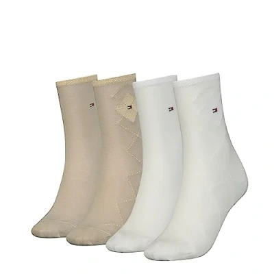 Image of Tommy Hilfiger Women&#039;s CLSSC SOCK, Off White/Sand, 35/38 (pack of 4)