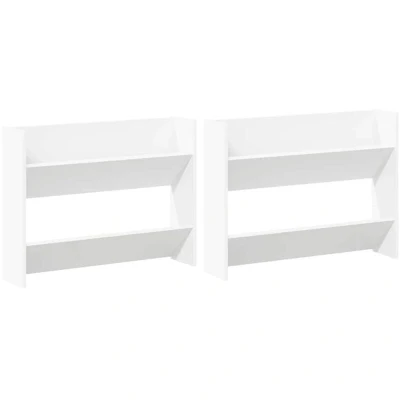 Image of vidaXL Wall Shoe Cabinet 2 pcs White 80x18x60 cm Engineered Wood