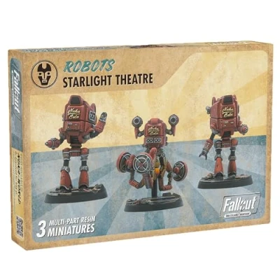 Image of Modiphius Entertainment: Fallout: Wasteland Warfare Robots: Starlight Theatre Staff 3 Figures, 32mm Unpainted Resin RPG Miniatures, Nuka World Wave