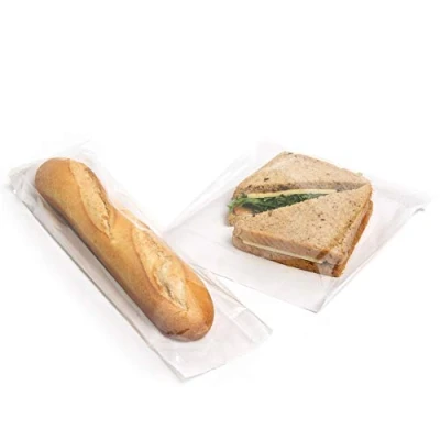 Image of 10&quot; x 12&quot; White Film Front Paper Bags Cellophane/Clear/Sandwich/Food/Card/Cake (1000)