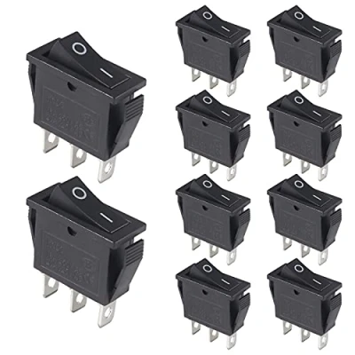 Image of 10PCS Rocker Switch SPST 3 Pins Position ON/Off AC 16A/250V 20A/125V SPDT Mini Boat for Car Black Toggle Household Appliances