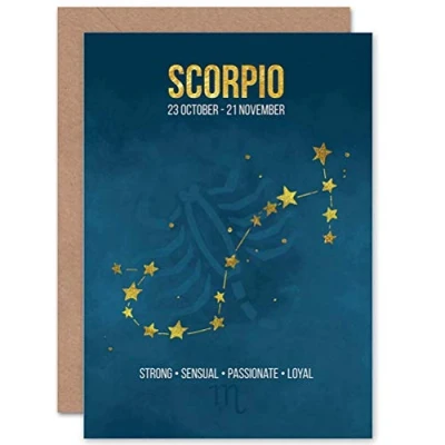 Image of Wee BLUE Coo BIRTHDAY CARD ZODIAC STAR SIGN ASTROLOGY SCORPIO