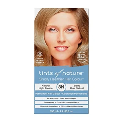 Image of Tints of Nature 8N Natural Light Blonde Permanent Hair Dye, Nourishes and Covers Greys, Ammonia Free, 130ml