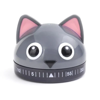 Image of Kikkerland KT44 Kitchen Timer CAT, Steel, Grey