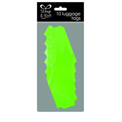 Image of 6 PACK OF NEON GREEN FLUORESCENT LUGGAGE GIFT TAGS WRAPPING