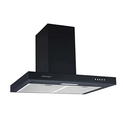 Image of Cookology TSH601BK/A A Energy Rated, Chimney Cooker Hood 60cm Kitchen Extractor Fan with LED Light, 3 Speed Settings Black