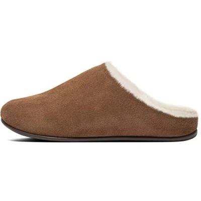 Image of Fitflop Women&#039;s Chrissie Shearling Open Back Slippers, Brown (Tumbled Tan 645), 6 UK 39 EU