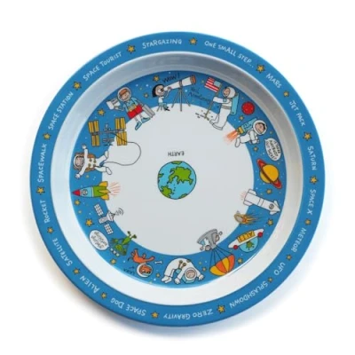 Image of Tyrrell Katz Kids Space Printed Plate in Melamine Dishwasher Safe Children&#039;s Outdoor Dining Everyday Tableware 21.5 cm