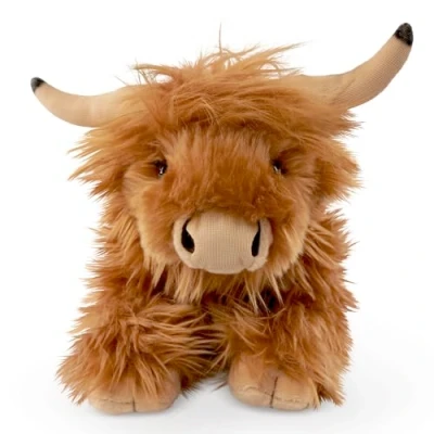 Image of Living Nature Lying Highland Cow Brown Soft Toy Farm Gift for Kids 18 cm