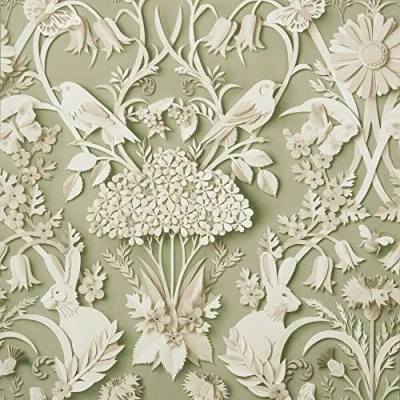 Image of Full Roll Fine Decor Rabbit Butterfly Luxury Woodland Paste The Paper Sage Wallpaper