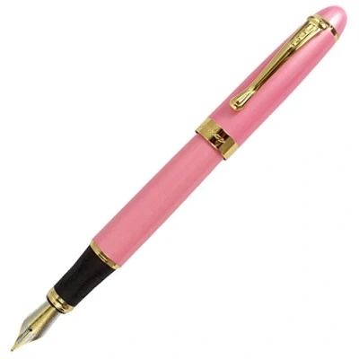 Image of Gullor Jinhao X450 Fountain Pen, Gold Trim, Medium Nib, Pink