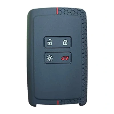 Image of Happyit Silicone Car Key Cover Cases for Renault koleos Kadjar 4 Buttons Remote Control Skin Shell (Black + Red)