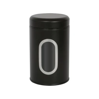 Image of Harbour Housewares Stainless Steel Food Storage Container &amp; Window Black 1x Airtight Tea Coffee Bean Sugar Kitchen Jar Caddy Canisters