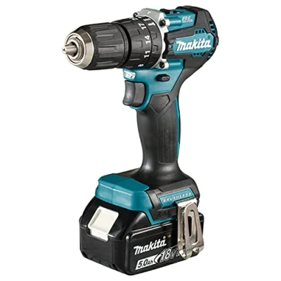 Image of Makita DHP487RTJ 18V Li ion LXT Brushless Combi Drill Complete with 2 x 5.0 Ah Batteries and Charger Supplied in a Makpac Case