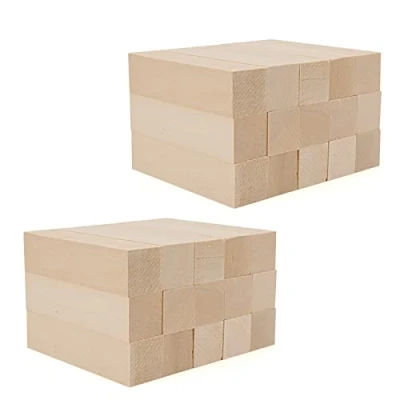 Image of MUKCHAP 30 PCS Wood Carving Blocks, 10 x 2.5 x2.5cm Unfinished Wooden Natural Whittling Basswood Blocks for DIY