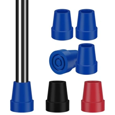 Image of supregear Cane Tips 19 mm 4 Pack Heavy Duty Rubber Replacement Caps, Non Slip Steel Reinforced for Canes and Crutches, Blue