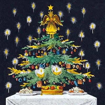 Image of Museums &amp; Galleries Pack of 8 Artistic Charity Christmas Cards &#039;Christmas Tree and Toys&#039; Angel Glowing Flames, multi, 160 x mm
