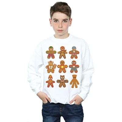 Image of Marvel Boys Avengers Christmas Gingerbread Sweatshirt White 12 13 Years