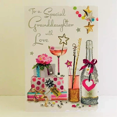 Image of Jonny Javelin to A Special Granddaughter with Love Birthday Card Presents Champagne Cocktails