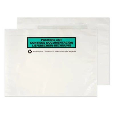 Image of Blake Purely Packaging 235 x 175 mm Paper Printed Document Enclosed Wallets (PAPDE42) Pack of 1000, White