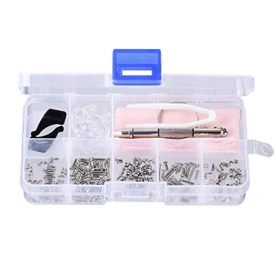 Image of ShipeeKin Glasses Eyeglasses Spectacles Repair Screws and Nuts Assortment Tool Kit (Tiny &amp; Silicone Nose Pads Set with Tweezer Micro Screwdriver)