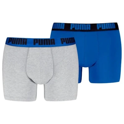 Image of PUMA Men&#039;s Everyday Boxer, Blue/Grey Melange, M (Pack of 2)