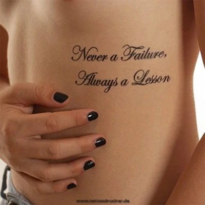 Image of 1 x Never a Failure, Always Lesson Temporary Skin Tattoo Lettering in Black (1)