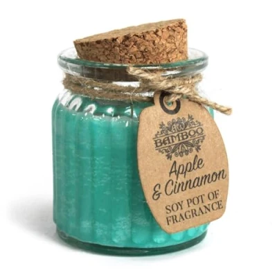 Image of Soy Pot Of Fragrance Glass Jar Candle Apple &amp; Cinnamon