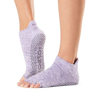 Image of Mens and Women&#039;s 1 Pair ToeSox Half Toe Organic Cotton Low Rise Yoga Socks Heather Purple S