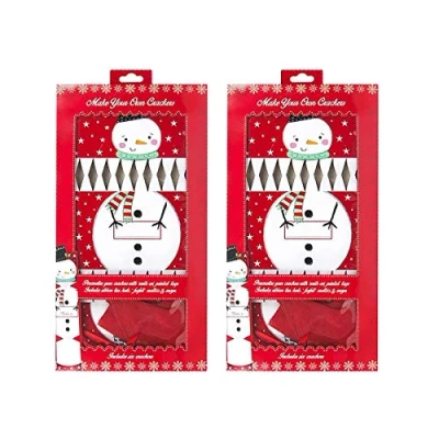 Image of YoL Set of 2 make your own snowman christmas cracker kits hats snaps jokes children party games crackers xmas craxkers mas supplies fun festive kids play