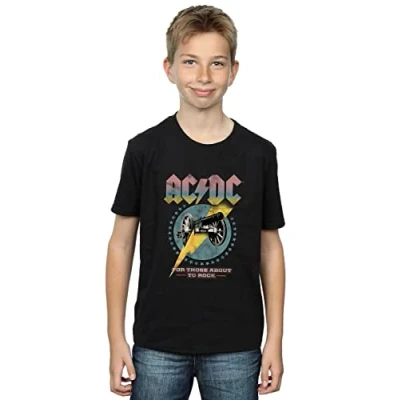 Image of ACDC Boys for Those About to Rock T Shirt Black 12 13 Years