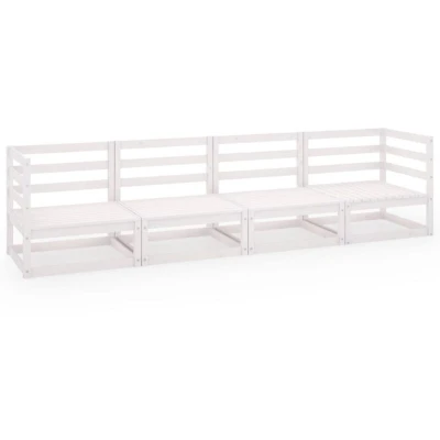 Image of vidaXL Garden 4 Seater Sofa White Solid Pinewood