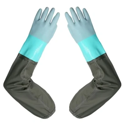 Image of YIOIY Pond Gloves, Extra Long Drain Cleaning Waterproof Sleeve Full Arm Gloves for Men Women (Green, Flocking Lining)