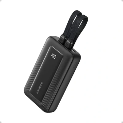 Image of Anker Zolo Power Bank, 10,000mAh 30W Max Fast Portable Charger with Built in USB C and MFi Certified Lightning Cables, 1 C, A, Battery Pack for iPhone 16/15/14 Series, Galaxy, more