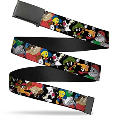 Image of Buckle Down Unisex Adult&#039;s Web Belt Looney Tunes 1.25&quot;, Multicolor, Wide Fits up to 42&quot; Pant Size