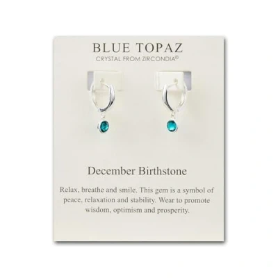 Image of Philip Jones December Birthstone Hoop Earrings Created with Blue Topaz Zircondia® Crystals