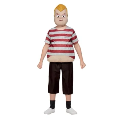 Image of Smiffys The Addams Family Pugsley Costume for Children, Burgundy Officially Licensed Outfit with Top, Trousers, and Mask, Perfect Group Halloween Themes