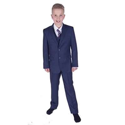 Image of Cinda Boys Formal Blue Suits Wedding Pageboy Party Prom 5 Piece Suit (14 15 Years, Blue)