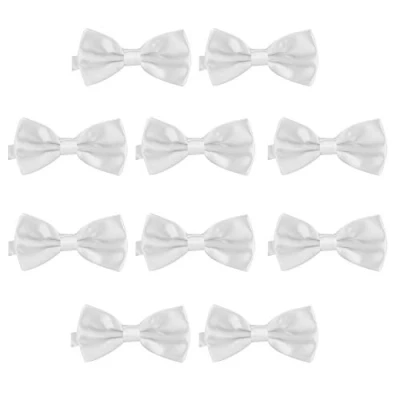 Image of DonDon Set of 10 Men’s bow tie 4.72 x 2.36 12 6 cm already tied and completely adjustable White