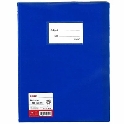 Image of Pixel® A4 100 Pockets 200 Views Office Home School Flexi Cover Coloured Display Book Presentation Document Organiser Folder Storage Case Wallets (Blue)