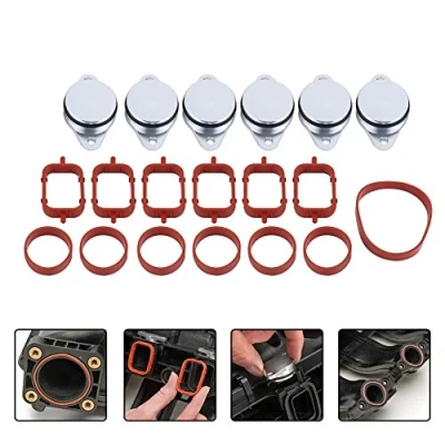 Image of inlet manifold gasket m57 Swirl Flap flaps delete, 6x 33mm Diesel Blanks Bungs Intake Gaskets Kit for 320d 330d 520d 525d 530d 730d