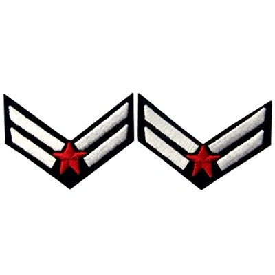 Image of Air Force Airman Chevron Rank Fashion Decorative Emblem Embroidered Iron On Sew Patch, White &amp; Red, 2 Pcs